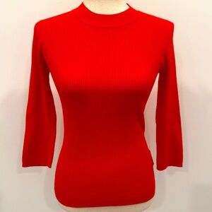 HALLHUBER tomato red knit top NWOT